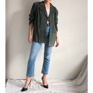 vintage deep green suede leather jacket